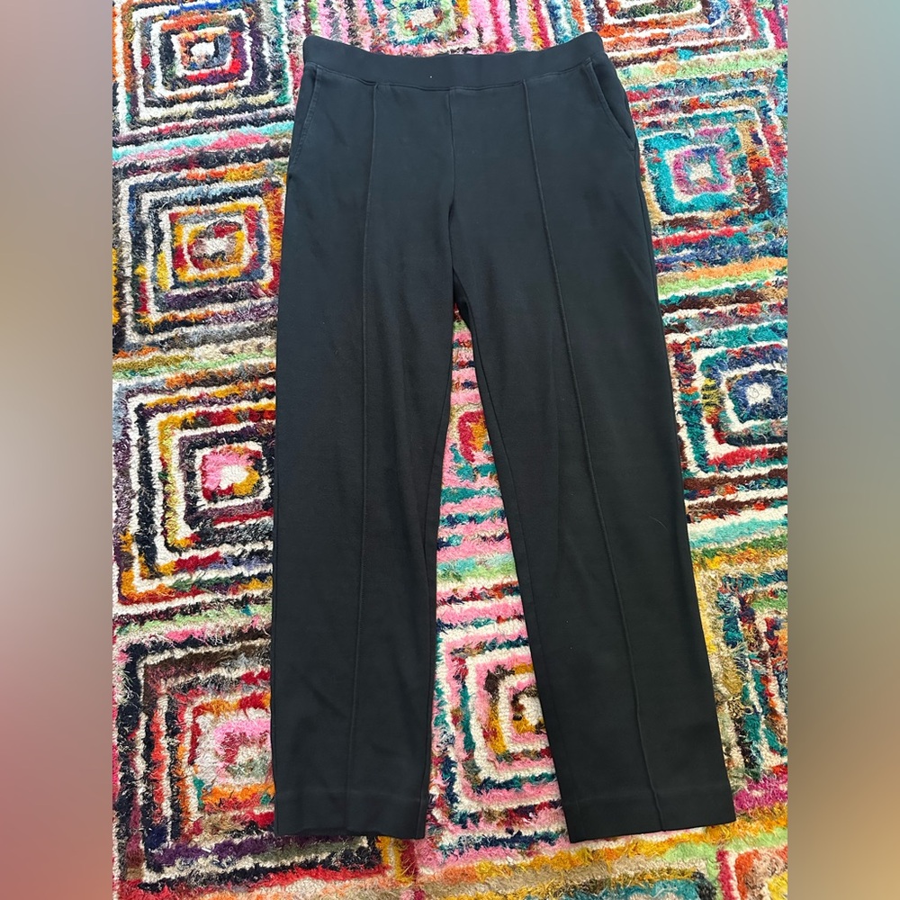 J.Crew black pull-on cotton-blend front seam tapered stretch ankle pants - M